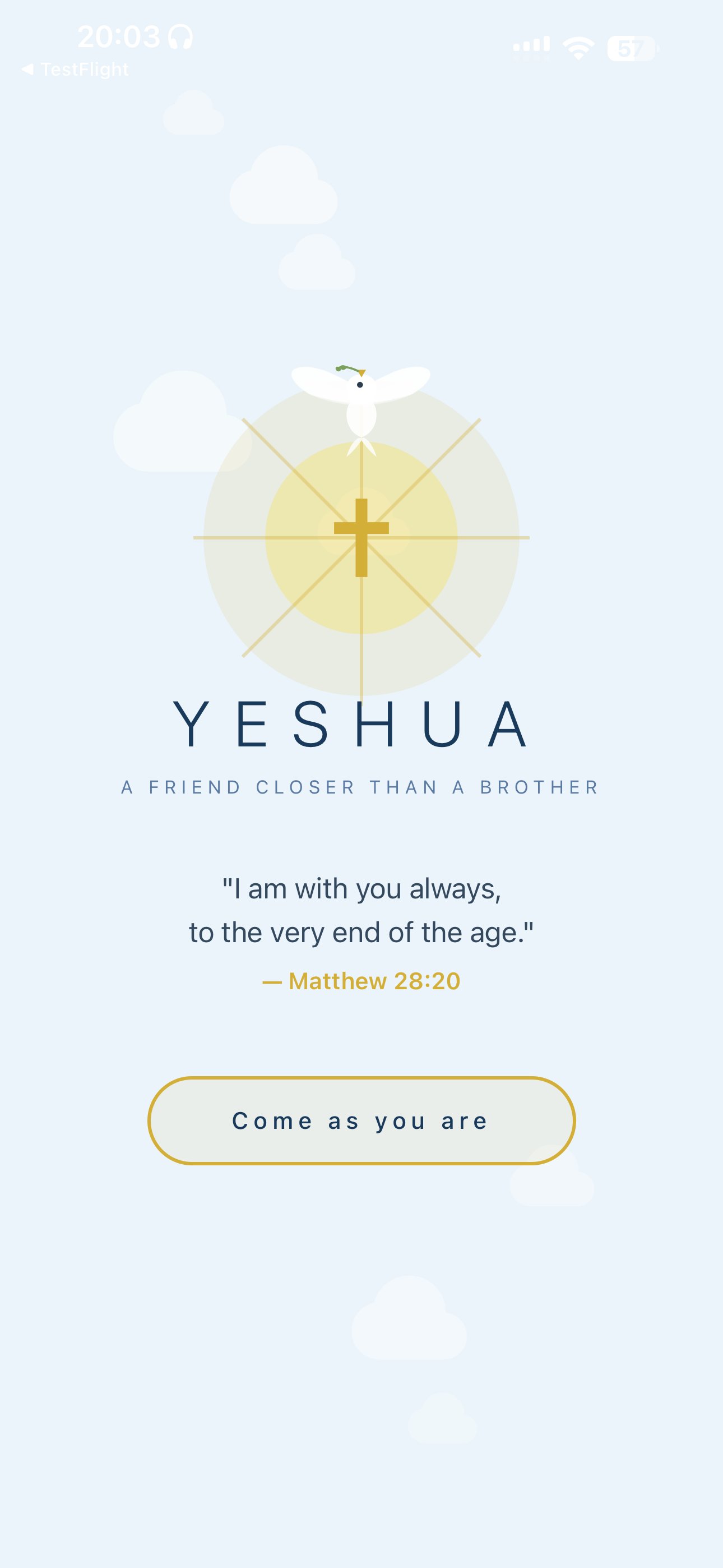 Yeshua welcome screen